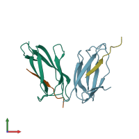 PDB entry 4mli coloured by chain, front view.