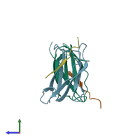 PDB entry 4mli coloured by chain, side view.