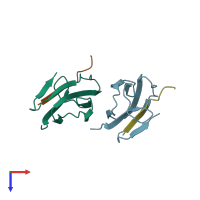 PDB entry 4mli coloured by chain, top view.