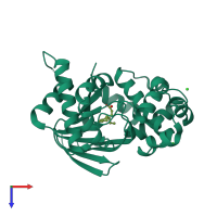 PDB entry 4mlo coloured by chain, top view.