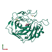 PDB entry 4mlt coloured by chain, front view.