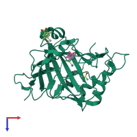 PDB entry 4mlt coloured by chain, top view.