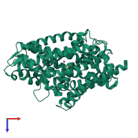 PDB entry 4mm7 coloured by chain, top view.