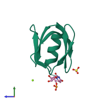 PDB entry 4mml coloured by chain, side view.