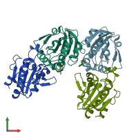 PDB entry 4mmm coloured by chain, front view.