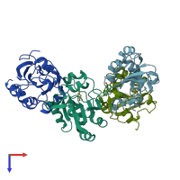 PDB entry 4mmm coloured by chain, top view.