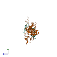 PDB entry 4mmv coloured by chain, side view.