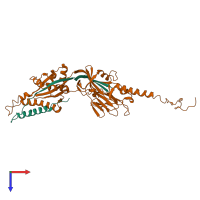 PDB entry 4mmv coloured by chain, top view.