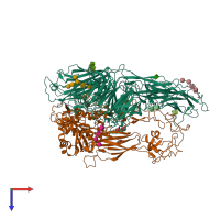 PDB entry 4mmy coloured by chain, top view.