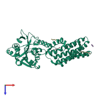 PDB entry 4mnd coloured by chain, top view.
