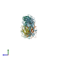PDB entry 4mnh coloured by chain, side view.