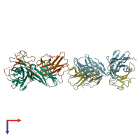 PDB entry 4mnh coloured by chain, top view.