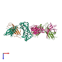 PDB entry 4mnq coloured by chain, top view.