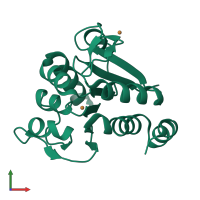 PDB entry 4mnt coloured by chain, front view.