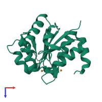 PDB entry 4mnt coloured by chain, top view.