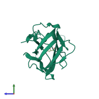 PDB entry 4mo3 coloured by chain, side view.