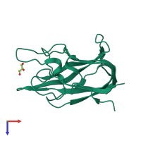 PDB entry 4mo3 coloured by chain, top view.