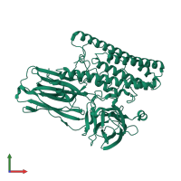 PDB entry 4moa coloured by chain, front view.