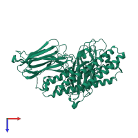 PDB entry 4moa coloured by chain, top view.