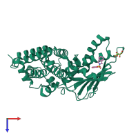 PDB entry 4mpc coloured by chain, top view.