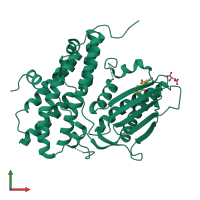 PDB entry 4mpn coloured by chain, front view.