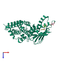 PDB entry 4mpn coloured by chain, top view.