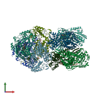 PDB entry 4mpy coloured by chain, front view.
