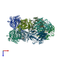 PDB entry 4mpy coloured by chain, top view.