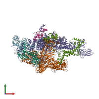 PDB entry 4mq9 coloured by chain, front view.