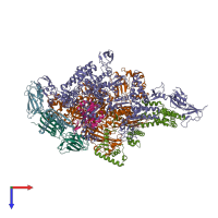 PDB entry 4mq9 coloured by chain, top view.