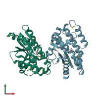 PDB entry 4mqb coloured by chain, front view.