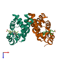 PDB entry 4mqh coloured by chain, top view.