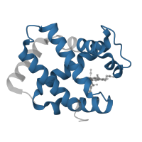 The deposited structure of PDB entry 4mqk contains 4 copies of Pfam domain PF00042 (Globin) in Hemoglobin subunit alpha. Showing 1 copy in chain A.