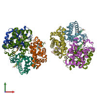 PDB entry 4mqk coloured by chain, front view.