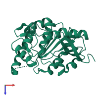 PDB entry 4mqm coloured by chain, top view.