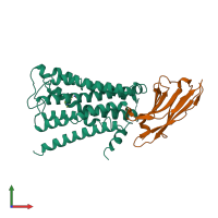PDB entry 4mqs coloured by chain, front view.