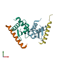 PDB entry 4mqv coloured by chain, front view.