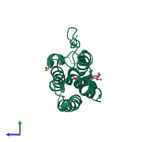PDB entry 4mr3 coloured by chain, side view.