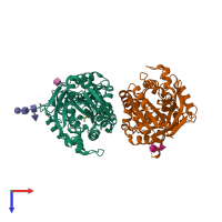 PDB entry 4mr9 coloured by chain, top view.