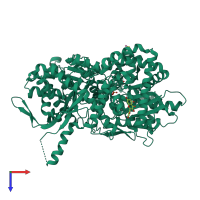 PDB entry 4mra coloured by chain, top view.