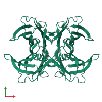 Transthyretin in PDB entry 4mrb, assembly 1, front view.
