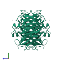 Transthyretin in PDB entry 4mrb, assembly 1, side view.
