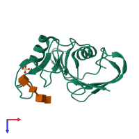 PDB entry 4mrd coloured by chain, top view.