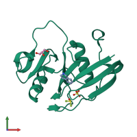 PDB entry 4mrf coloured by chain, front view.