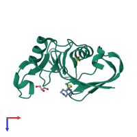 PDB entry 4mrf coloured by chain, top view.
