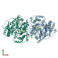 PDB entry 4mro coloured by chain, front view.