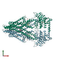 PDB entry 4mrp coloured by chain, front view.