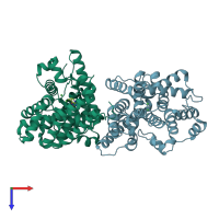 PDB entry 4mrz coloured by chain, top view.