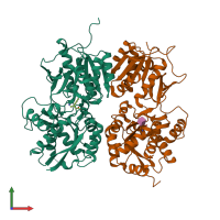 PDB entry 4ms4 coloured by chain, front view.