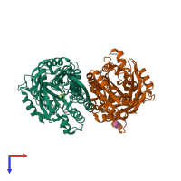 PDB entry 4ms4 coloured by chain, top view.